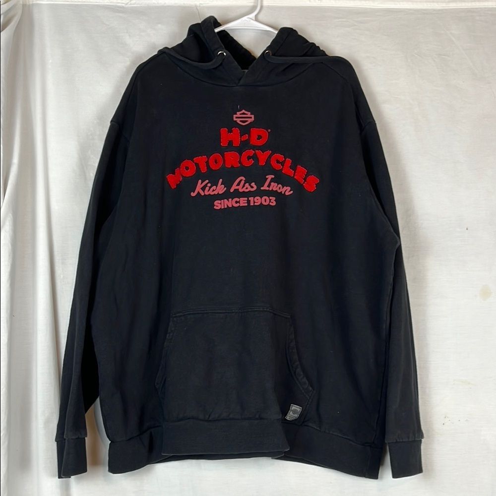 Black Harley Davidson  Motorcycles Kick Ass Iron Hoodie